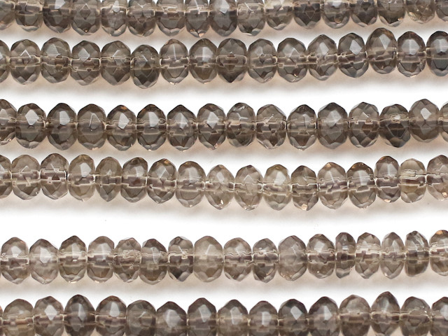 15.75 Strand Smoky Quartz 6mm Rondelle Faceted Gemstone Beads AAA