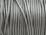 Metallic Silver Stitched Leather Cord 2.5mm - 36" (LR156)