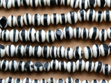 Natural & Black Striped Irregular Round Bone Beads (B7151)