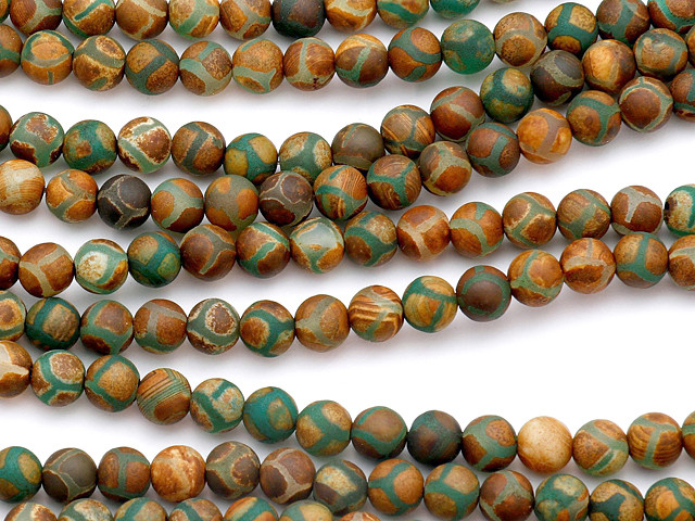 6mm Natural Stone Matte Striped Brown Agate Gemstone Jewelry Making Beads 15" 