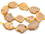 Amber Yellow Agate Slab Gemstone Beads 32-38mm (AS1045)