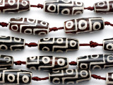 Dark Brown & White Tibetan Agate Barrel Gemstone Beads 38-40mm (GS5211)