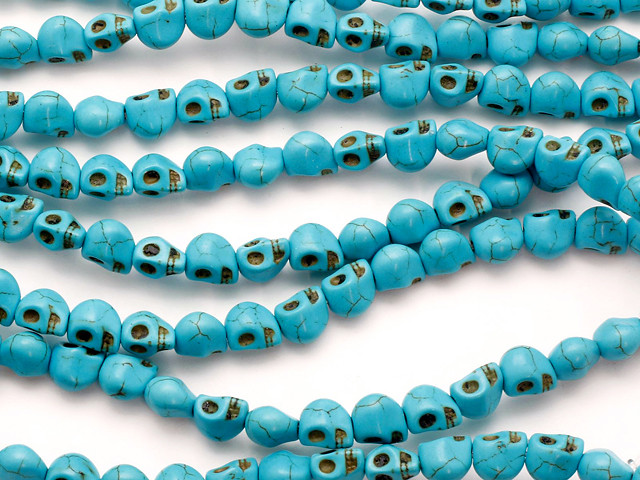 Howlite Skull Beads  Dyed Skull Shaped Beads - Available in 8mm