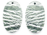 Green Silver Line Jasper Gemstone Earring Pair 30mm (GSP3552)