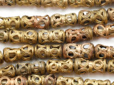 Ornate Brass Cylinder Beads 20-24mm - Ghana (ME5731)