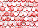 Pink Round Tabular Shell Beads 11mm (SH575)