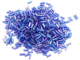 Light Blue Jeweltone Bugle Glass Seed Beads - 4mm (SB277)