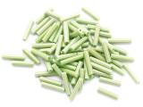Light Green Striped Bugle Glass Seed Beads - 12mm (SB278)