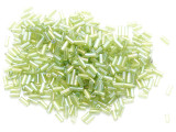 Metallic Light Green Bugle Glass Seed Beads - 4mm (SB283)