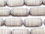 Gray Carved Oval Bone Beads 36mm (B1377)