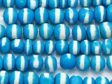 Blue Striped Irregular Round Bone Beads 7-10mm (B1403)