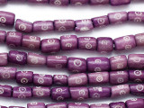 Purple Cylinder Carved Bone Beads 8-12mm (B1412)