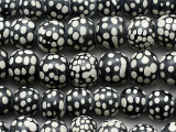 Black w/White Dots Glass Beads 12-14mm (JV1368)