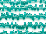 Transparent Teal Oval Teardrop Glass Beads 10mm (JV1370)