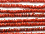 Red Orange Irregular Rondelle Glass Beads 3-4mm(JV1379)