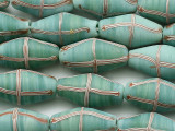 Seafoam Green w/Stripes Bicone Glass Beads 23-26mm (JV1384)