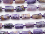 Charoite Faceted Cylinder Gemstone Beads 12-14mm (GS5299)