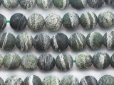 Matte Green Silver Line Jasper Round Gemstone Beads 10mm (GS5302)