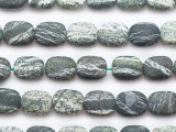 Matte Green Silver Line Jasper Rounded Rectangle Gemstone Beads 10mm (GS5303)