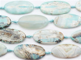 Aqua Agate Oval Tabular Gemstone Beads 48-50mm (GS5320)