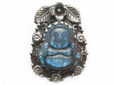 Labradorite & Silver Buddha Tibetan Pendant 54mm (TB640)