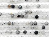Tourmalated Quartz Faceted Round Gemstone Beads 3mm (GS5349)