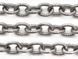 Silver Plated Aluminum Textured Oval Chain 9mm - 36" (CHAIN124)