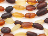 Genuine Amber Matte Multi-Color Oval Nugget Beads 8-10mm (AB103)