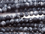Matte Snowflake Obsidian Round Gemstone Beads 4mm (GS5439)