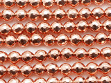 Bright Copper Electroplated Hematite Faceted Round Gemstone Beads 6mm (GS5447)