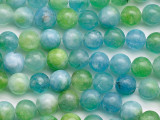 Green & Aqua Agate Round Gemstone Beads 6mm (GS5471)