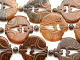 Brown Carved Jade Fish Gemstone Beads 52mm (GS5504)