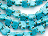 Turquoise Magnesite Elephant Gemstone Beads 14mm (GS5551)