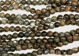 Rainforest Jasper (Rhyolite) Round Gemstone Beads 8mm (GS6006)