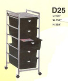 Pibbs D25 5 Drawer Cart with Metal Frame