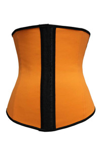 Plus Size Orange 4 Steel Bones Latex Under Bust Corset