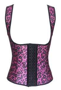 Plus Size Rosy Leopard Full Vest Rubber Waist Cincher