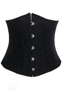 Plus Size Black Jacquard Underbust Corset with 24 Steel Bones