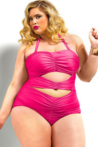 Rosy Sweetheart Ruched Plus Size Swimsuit
