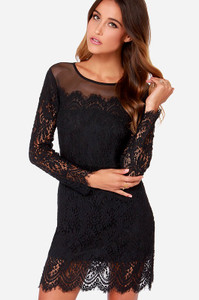 Long-sleeve Lace Mini Dress