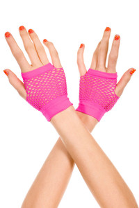 Rosy Fingerless Net Short Gloves