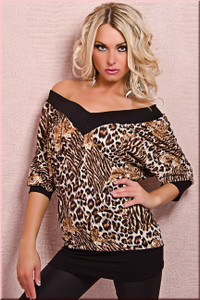 SEXY LEOPARD  V Neck Tunic Shirt Top Dress