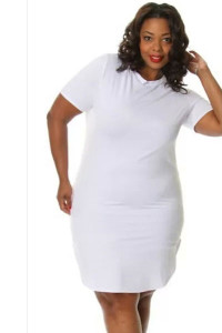 White Plus Size Side Slit Mini T-shirt Dress