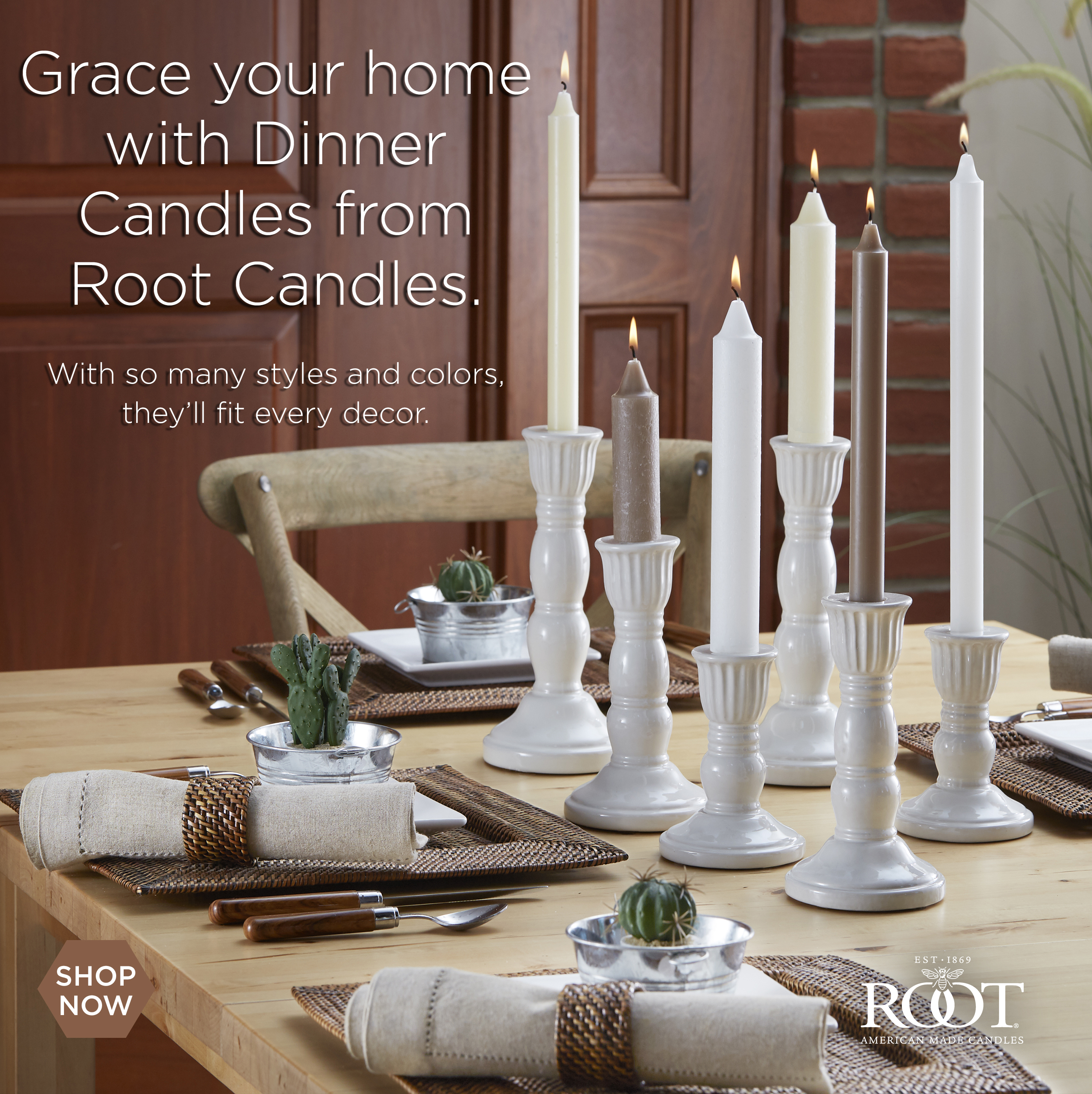 Root Candles-SOFT RED Timberline Dinner Candlesticks NEW