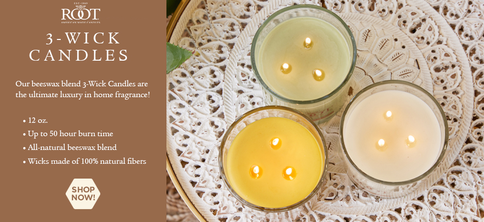 All Natural Beeswax Blend 3 Wick Candles
