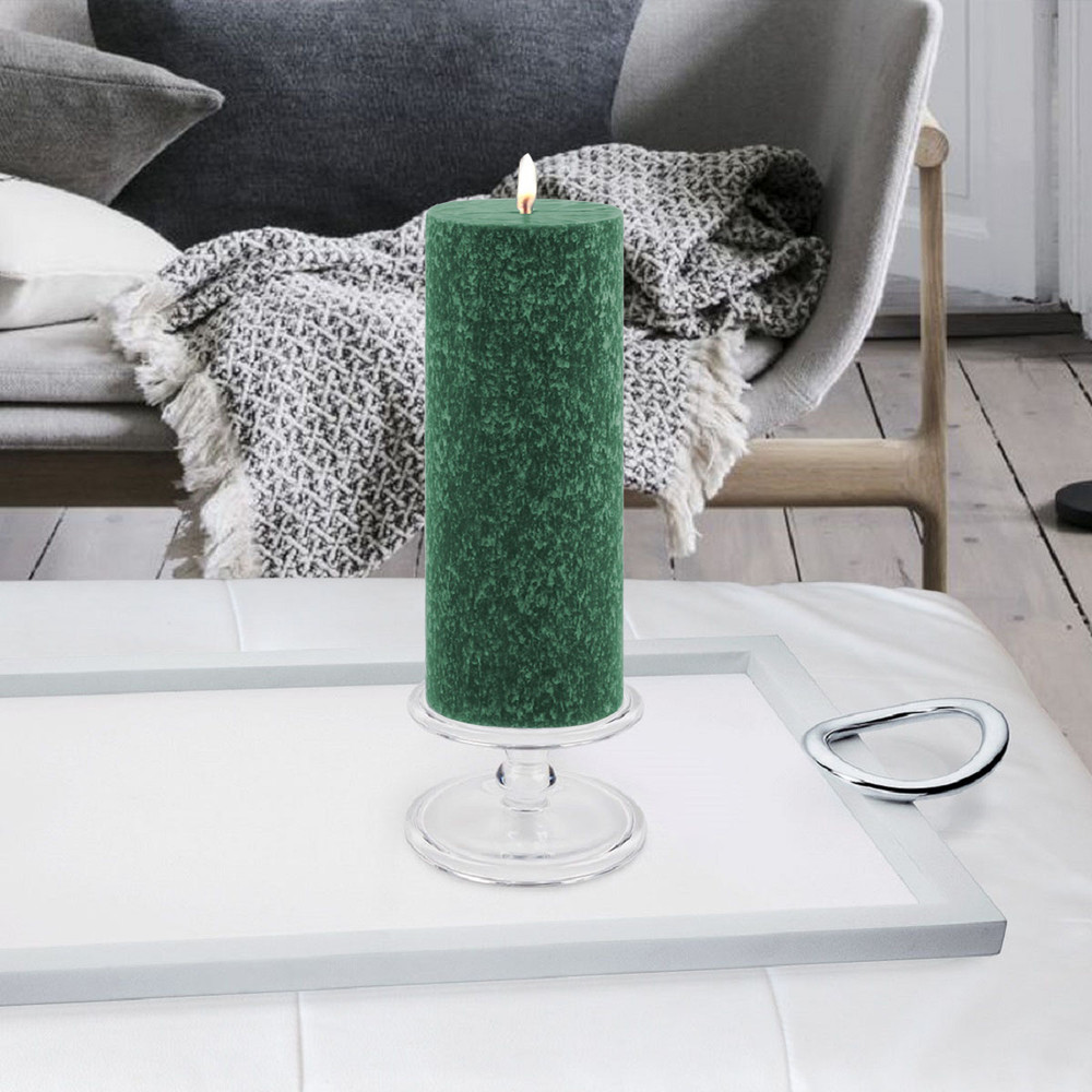 13.75 Dark Green Cylindrical Medium Pillar Wax Candle