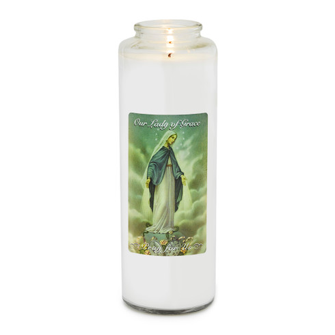 Front of candle.