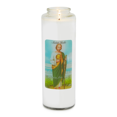 Front of candle.