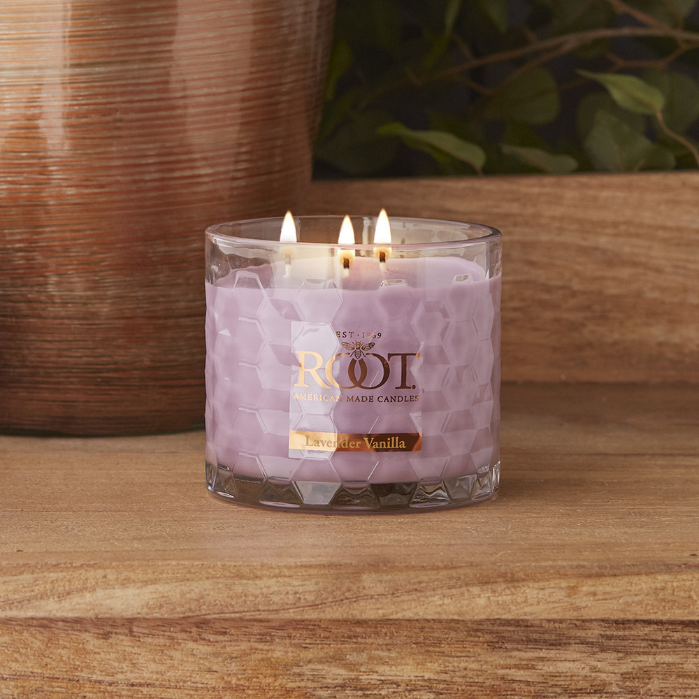 All Natural Beeswax Blend Lavender Vanilla 3 Wick Honeycomb Candle