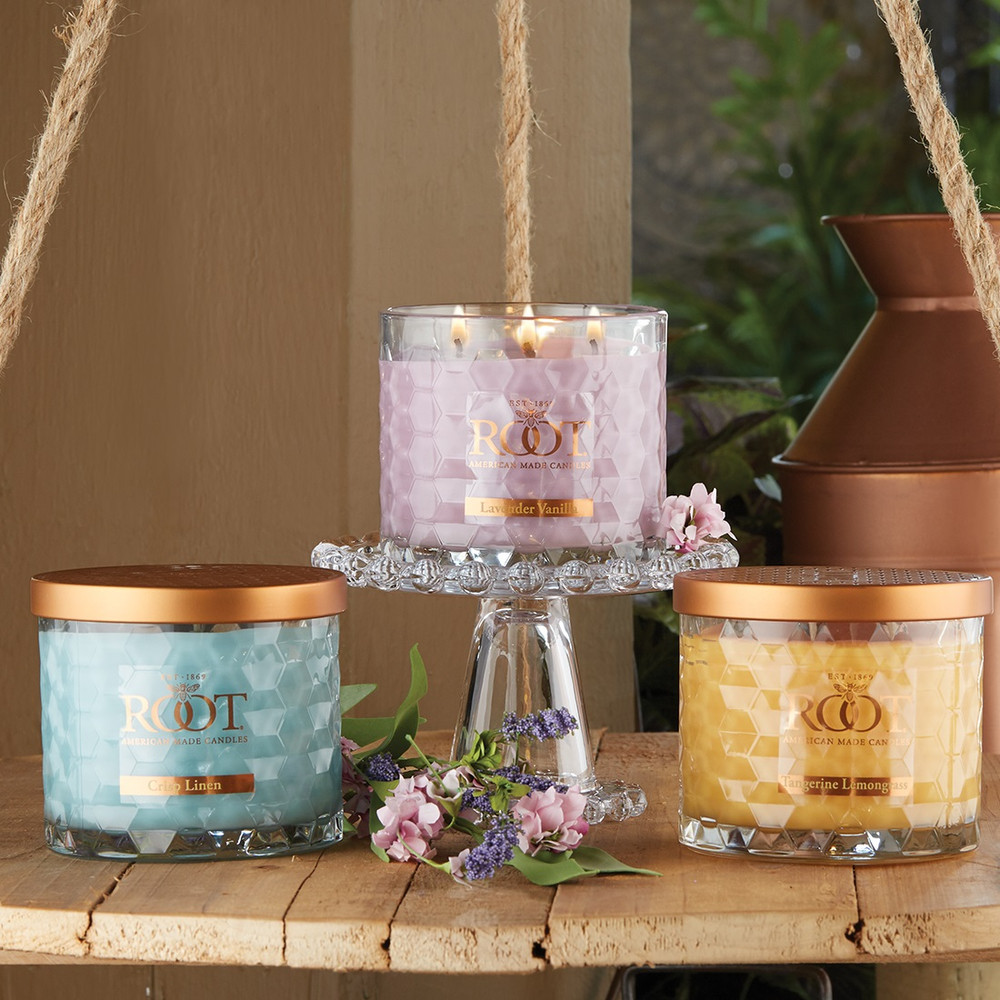 All Natural Beeswax Blend Lavender Vanilla 3 Wick Honeycomb Candle